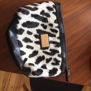 Leather and Fur wristlet - clutch